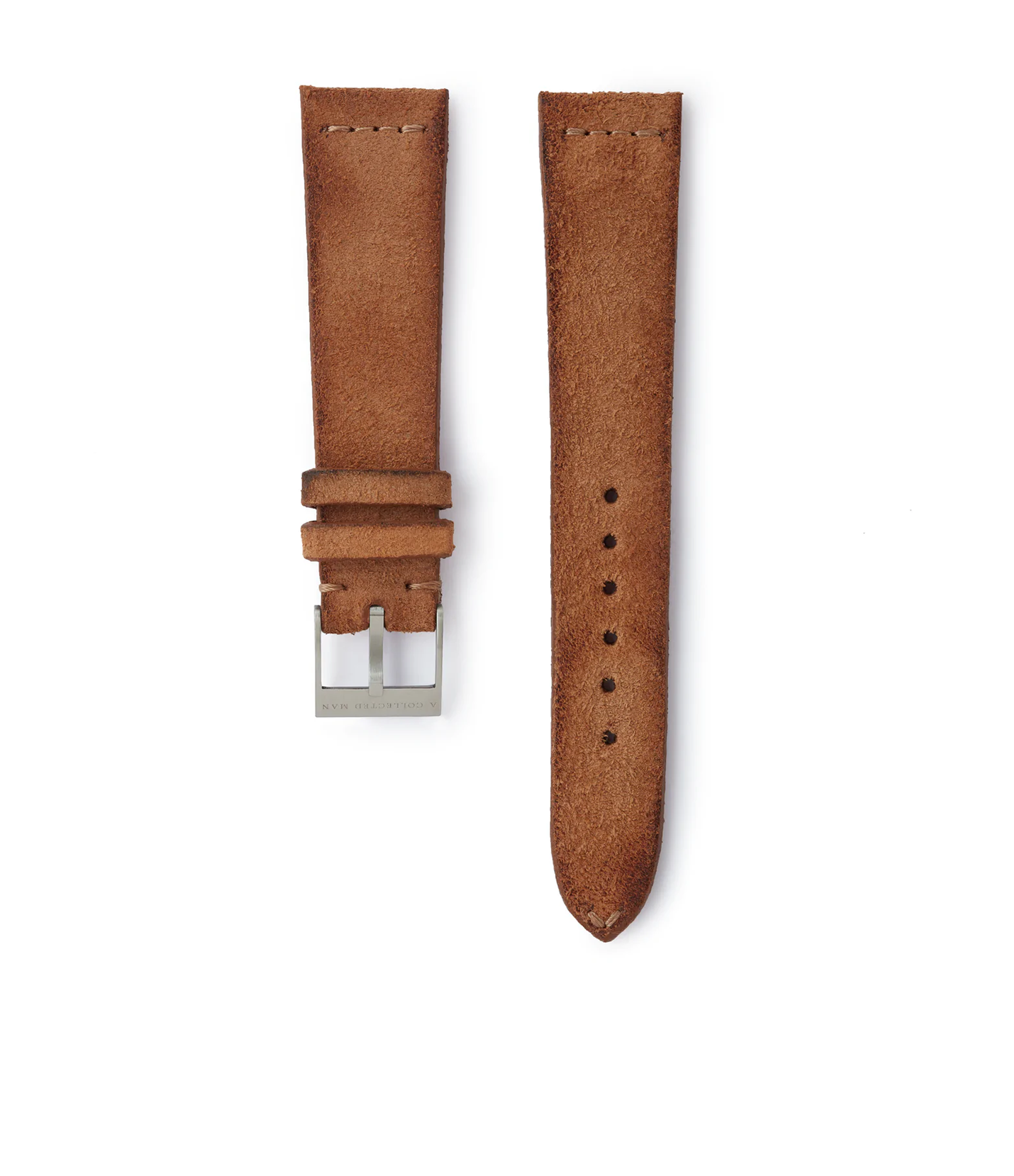 rugged suede watch strap in burnt tawny | Buy luxury watch strap 