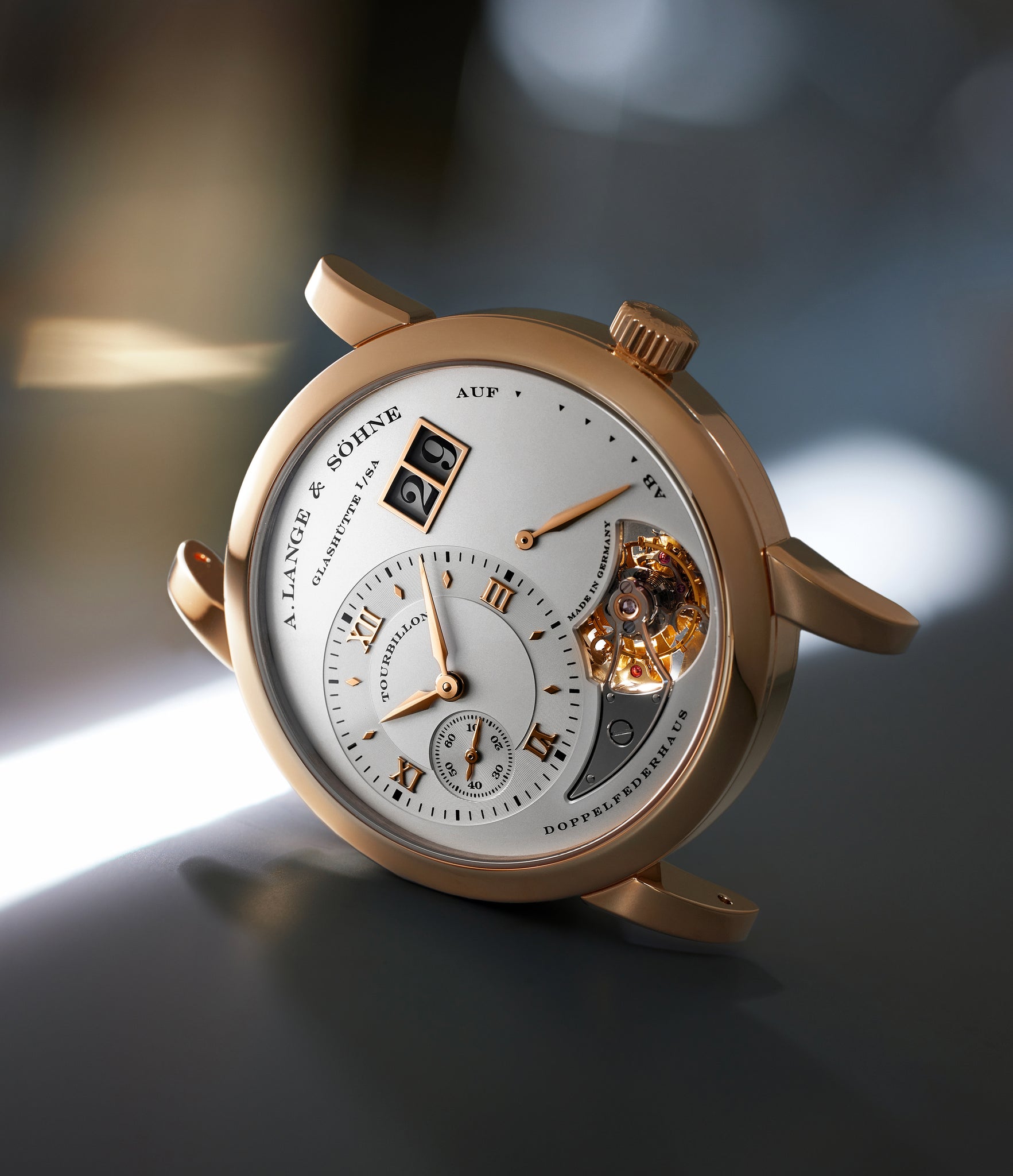 independent watchmaker A. Lange & Söhne Lange 1 Tourbillon 704.032 Pink Gold preowned watch at A Collected Man London