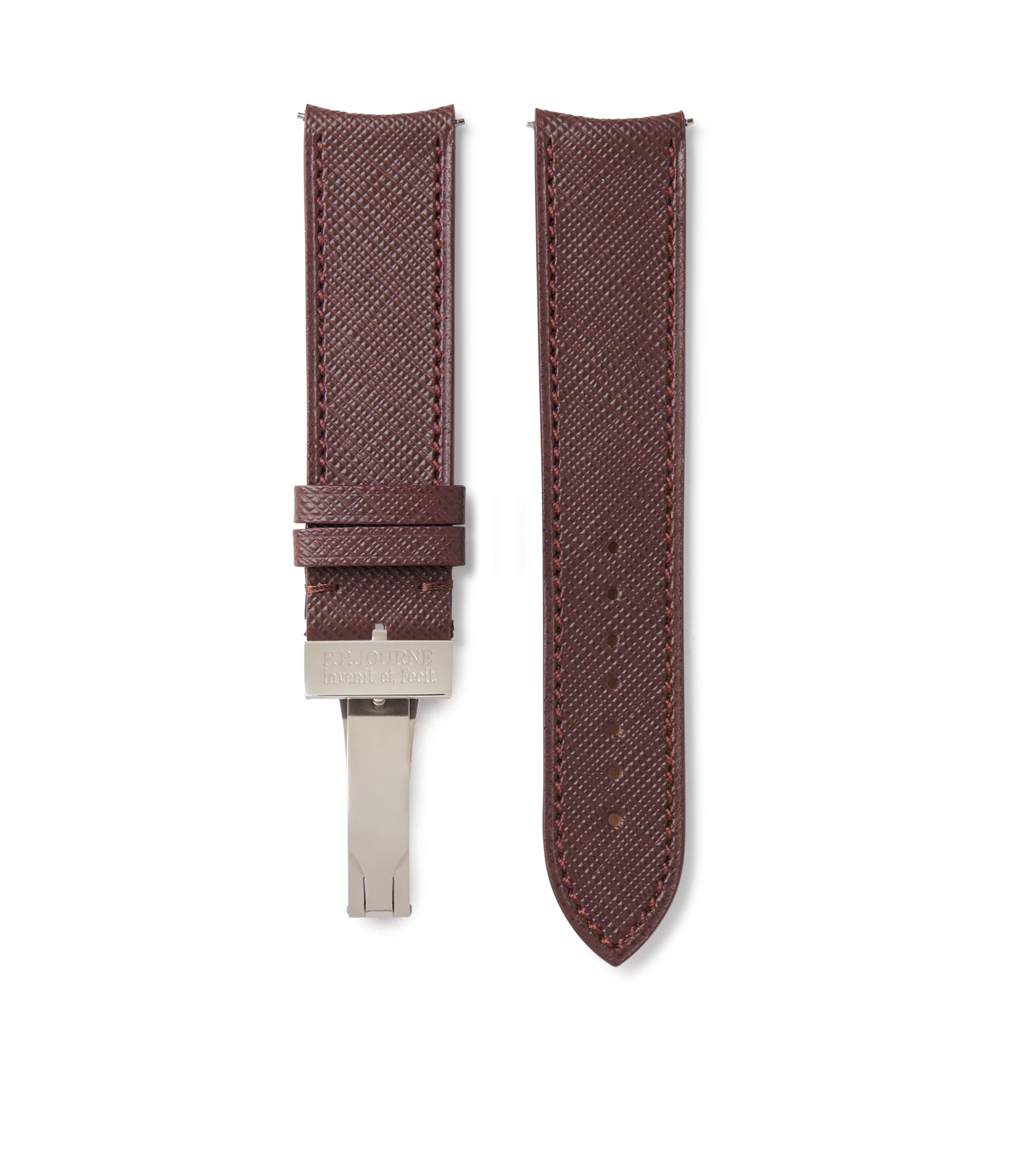 Buy saffiano quality watch strap in dark maroon burgundy from A Collected Man London, in short or regular lengths. We are proud to offer these hand-crafted watch straps, thoughtfully made in Europe, to suit your watch. Available to order online for worldwide delivery.