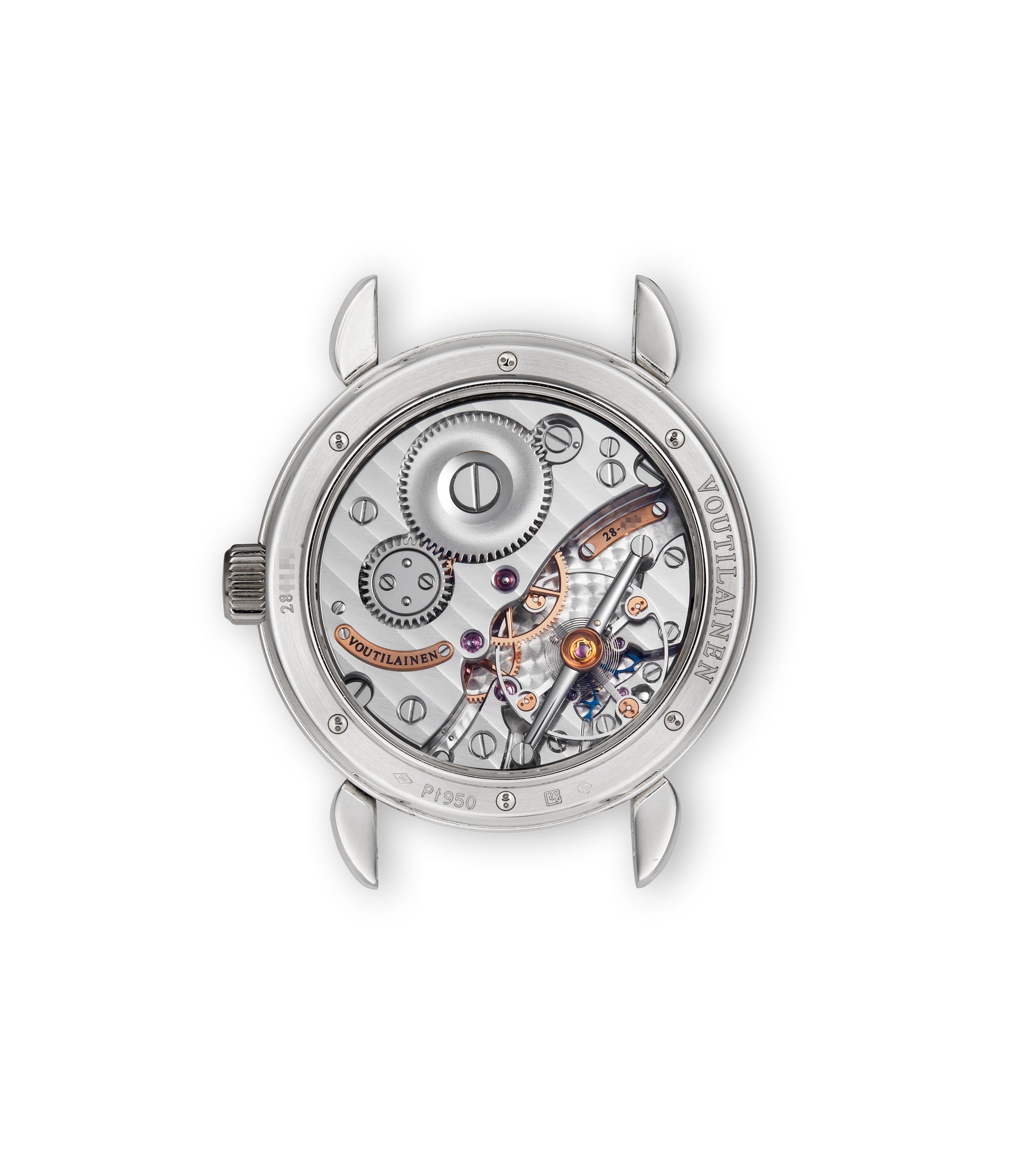 caseback Voutilainen Vingt-8  Platinum preowned watch at A Collected Man London