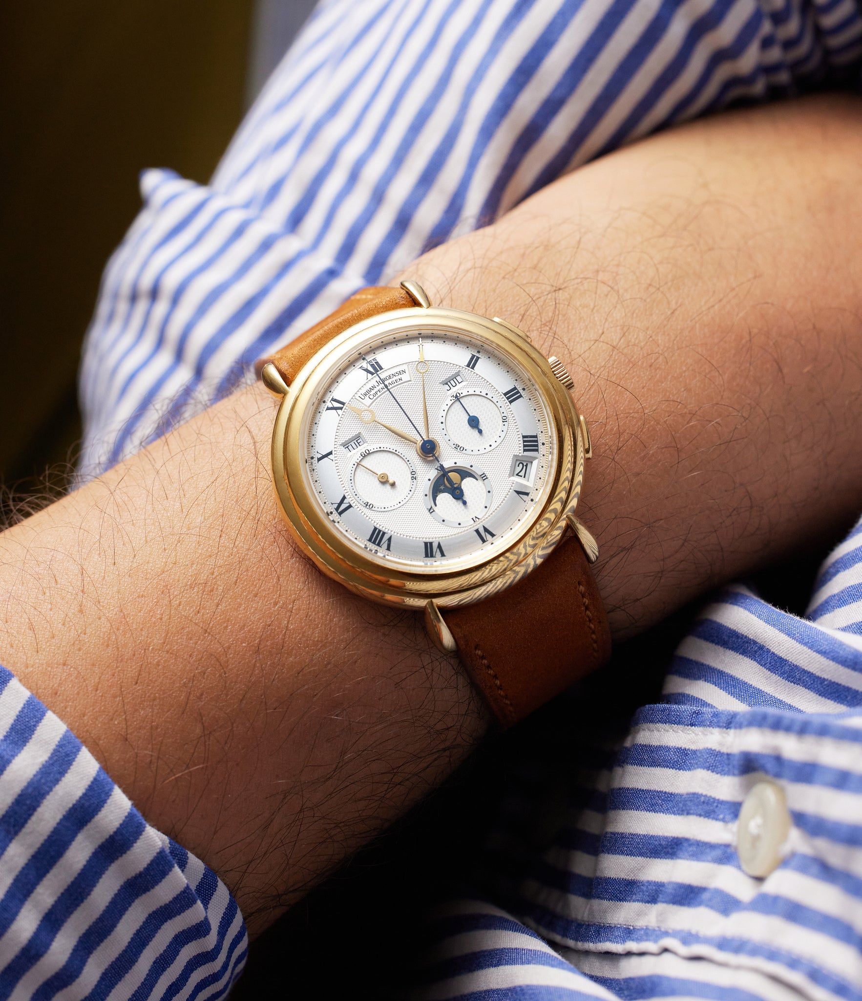 on the wrist Urban Jürgensen Reference 1  Yellow Gold preowned watch at A Collected Man London