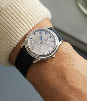 on the wrist Paul Gerber Retro Twin 157 White Gold preowned watch at A Collected Man London