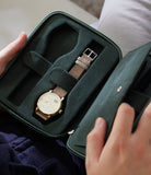 Zurich, four-watch folio Four-watch slim folio in emerald green grained leather | Available Worldwide | A Collected Man