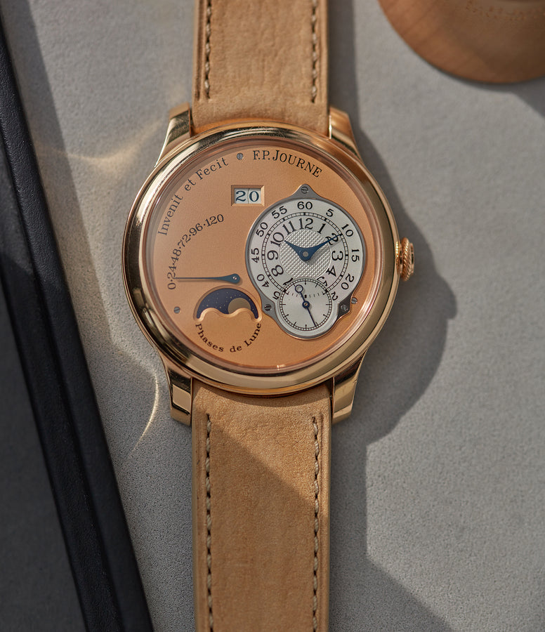 selling F. P. Journe Octa Lune rose gold dial rare pre-owned watch independent watchmaker for sale online A Collected Man London 