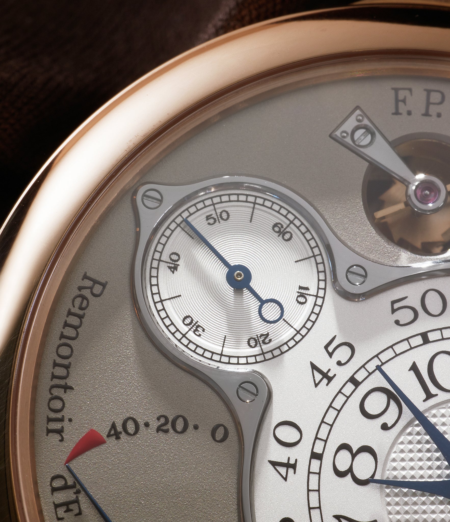 Close up on sub seconds | F. P. Journe Chronomètre Optimum  Rose Gold preowned watch at A Collected Man London