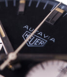 Heuer Autavia Rindt 2446 black dial chronograph rare steel Valjoux 72 column-wheel movement watch for sale