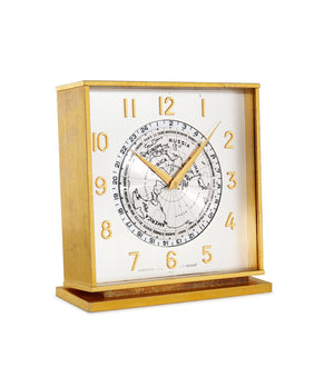 World Time Desk Clock Gilt Brass